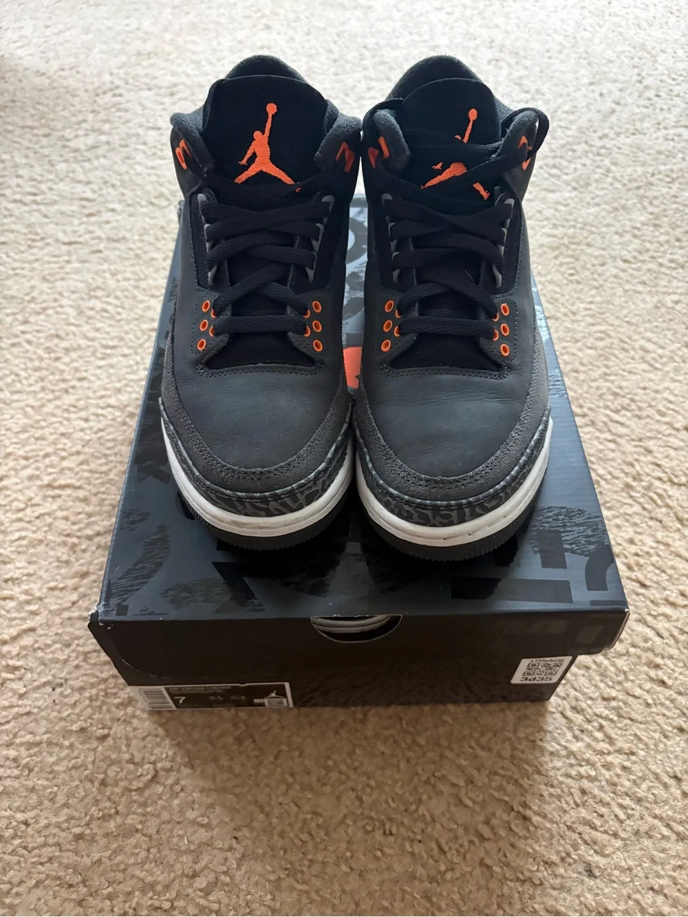 Jordan Men's Black Sneakers with Orange Detailing